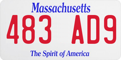 MA license plate 483AD9