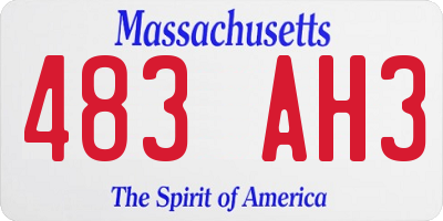 MA license plate 483AH3