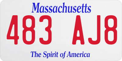 MA license plate 483AJ8
