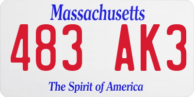 MA license plate 483AK3