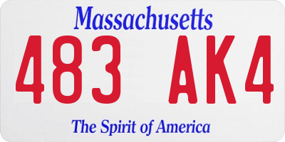 MA license plate 483AK4