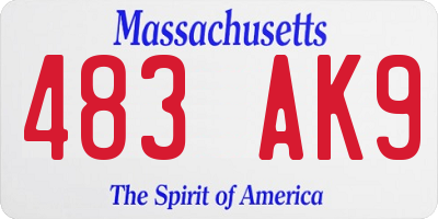 MA license plate 483AK9