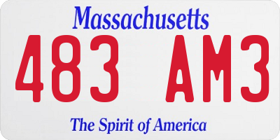 MA license plate 483AM3