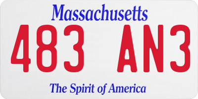 MA license plate 483AN3