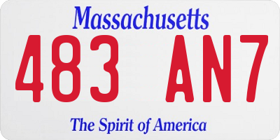 MA license plate 483AN7