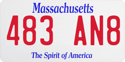 MA license plate 483AN8