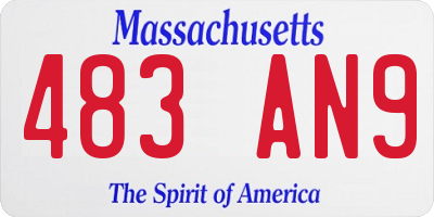 MA license plate 483AN9