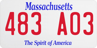 MA license plate 483AO3