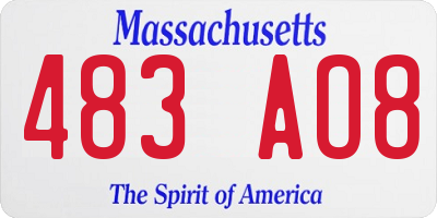 MA license plate 483AO8