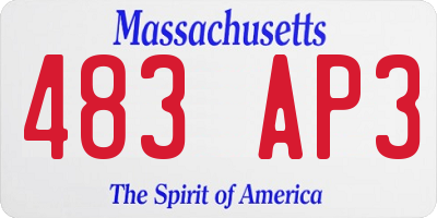 MA license plate 483AP3