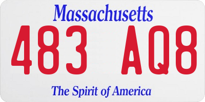 MA license plate 483AQ8