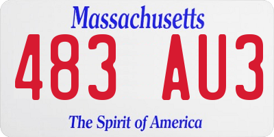 MA license plate 483AU3