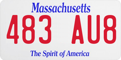 MA license plate 483AU8