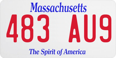 MA license plate 483AU9