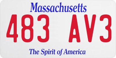 MA license plate 483AV3