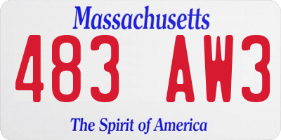 MA license plate 483AW3