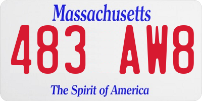 MA license plate 483AW8
