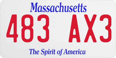 MA license plate 483AX3