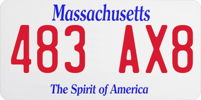 MA license plate 483AX8
