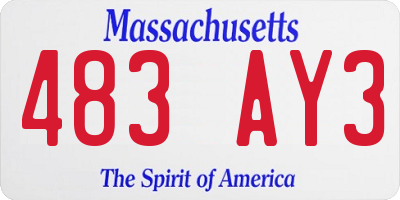 MA license plate 483AY3