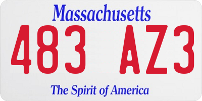 MA license plate 483AZ3
