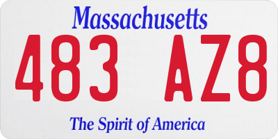MA license plate 483AZ8