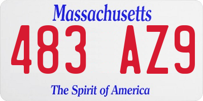 MA license plate 483AZ9