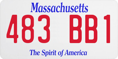 MA license plate 483BB1