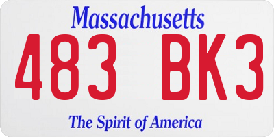 MA license plate 483BK3