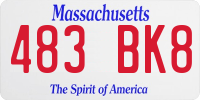 MA license plate 483BK8