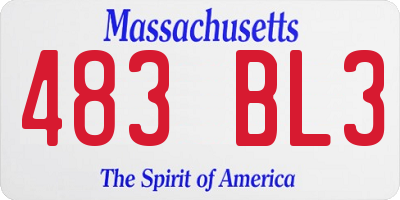 MA license plate 483BL3