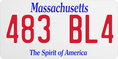 MA license plate 483BL4