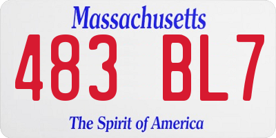 MA license plate 483BL7