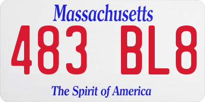 MA license plate 483BL8