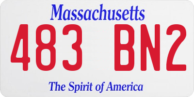 MA license plate 483BN2