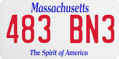 MA license plate 483BN3