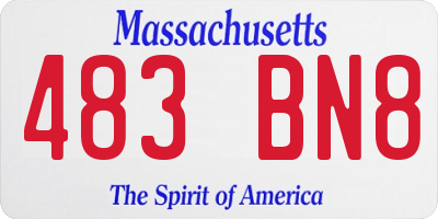 MA license plate 483BN8