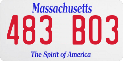 MA license plate 483BO3