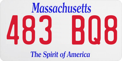 MA license plate 483BQ8