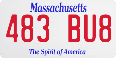 MA license plate 483BU8
