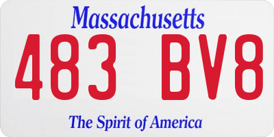 MA license plate 483BV8