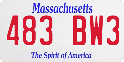 MA license plate 483BW3