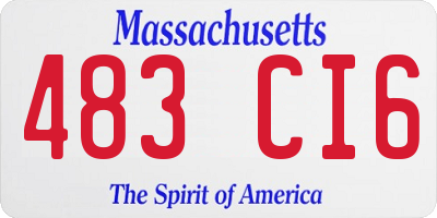 MA license plate 483CI6