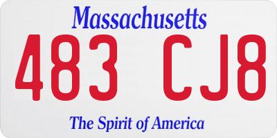 MA license plate 483CJ8