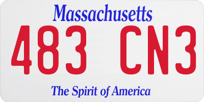 MA license plate 483CN3