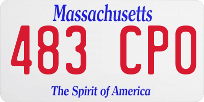 MA license plate 483CP0