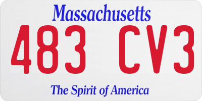 MA license plate 483CV3