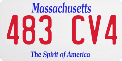 MA license plate 483CV4