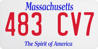 MA license plate 483CV7