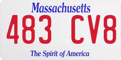 MA license plate 483CV8